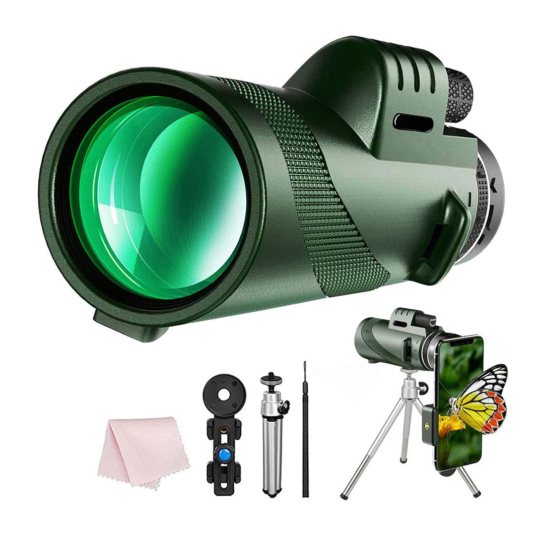 Explora el Mundo: Potente Monocular HD 80x100 con Tripié y Montaje para Teléfono