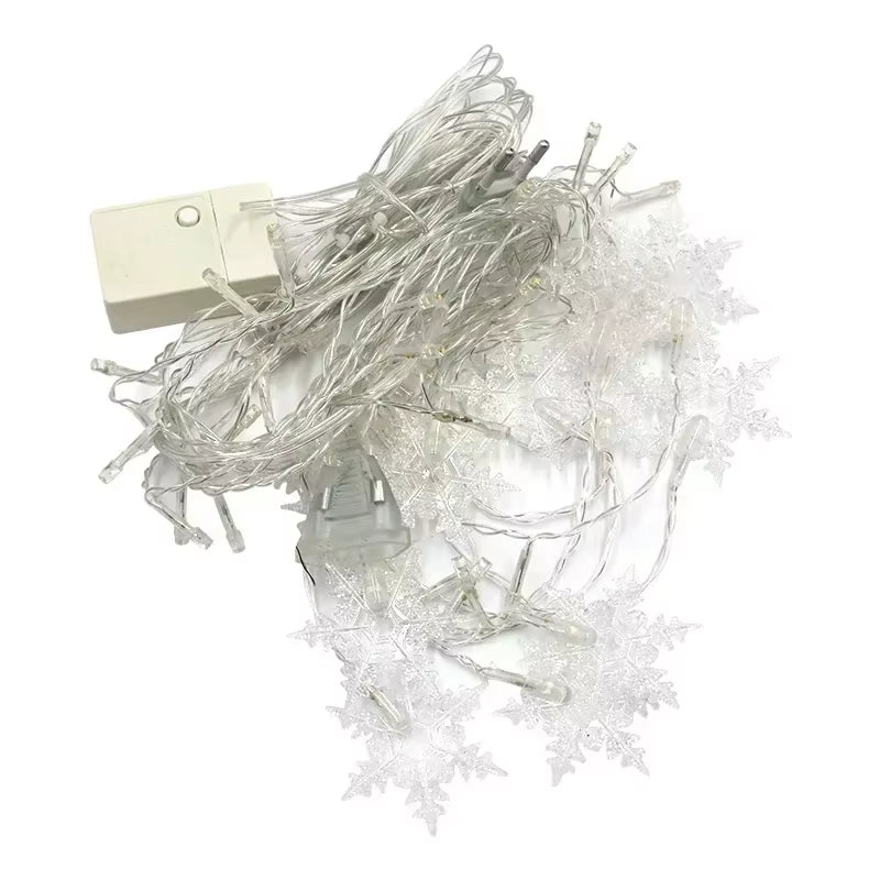 3M Christmas Light Led Snowflake Curtain Icicle Fairy String Lights Outdoor Garland Home Party Garden 2024 New Year Decoration