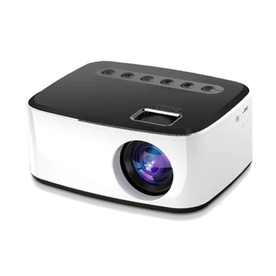 Mini proyector portátil que transforma cualquier espacio en un cine personal.